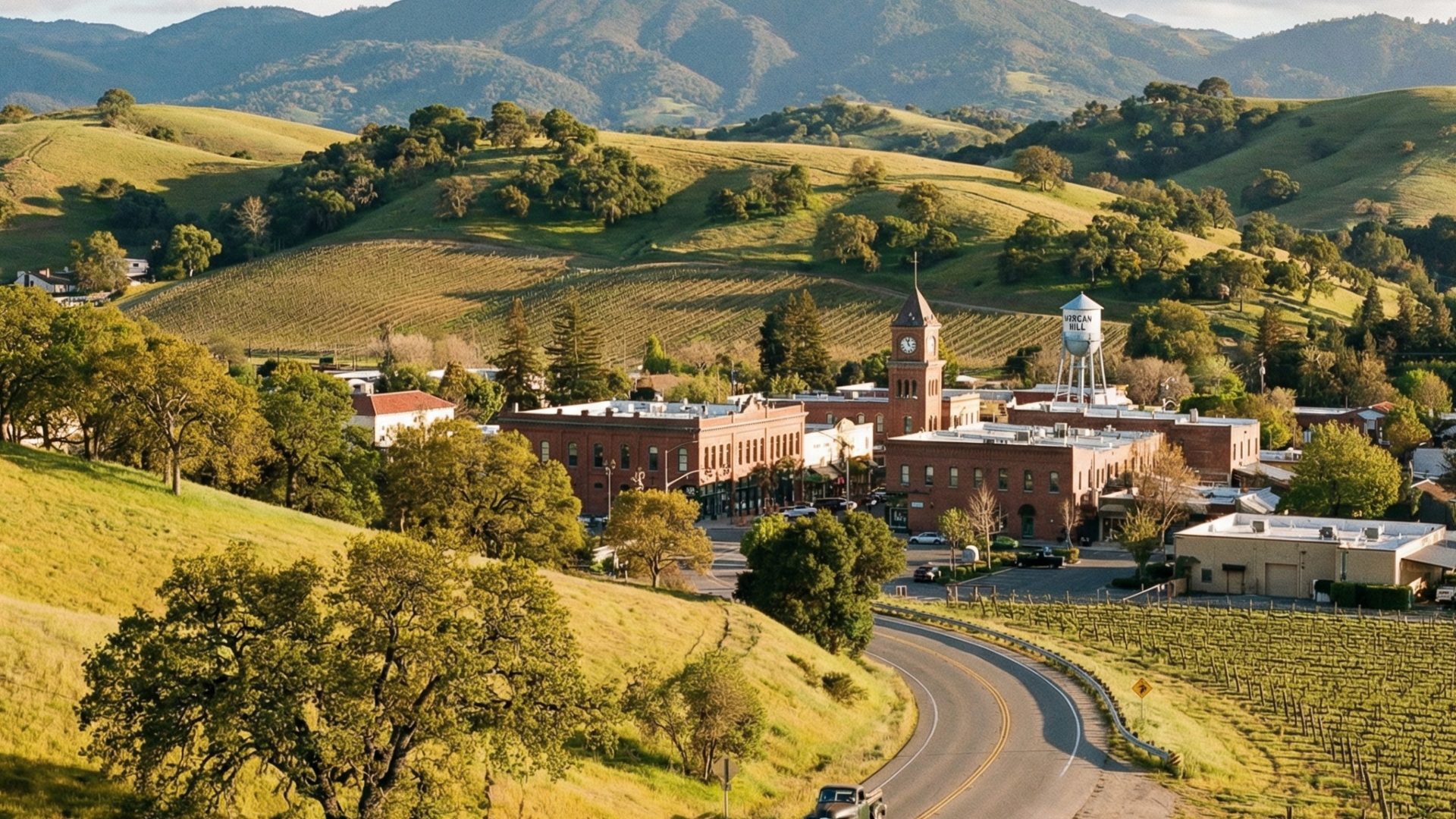 Morgan Hill California vineyard landscape and rolling hills