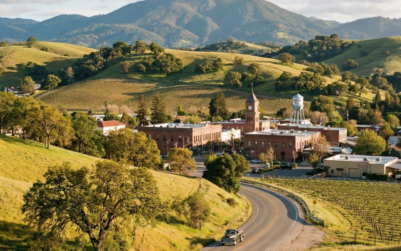 Morgan Hill California vineyard landscape and rolling hills