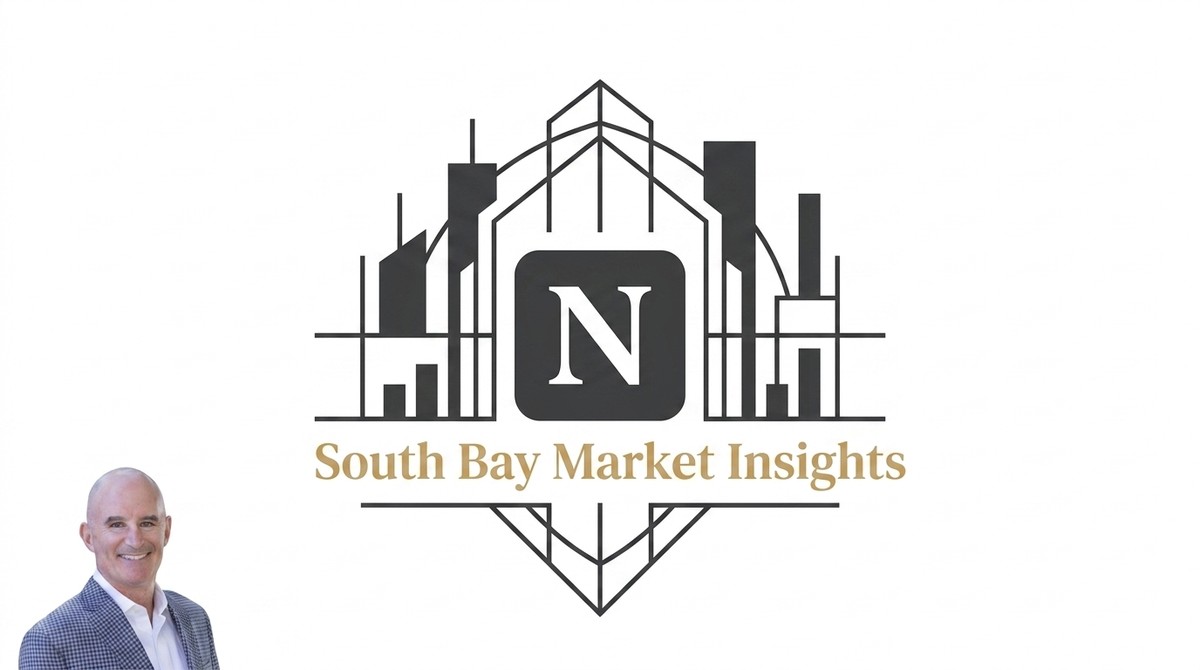 A smiling man in a white shirt and plaid jacket with a South Bay Market Insights logo.