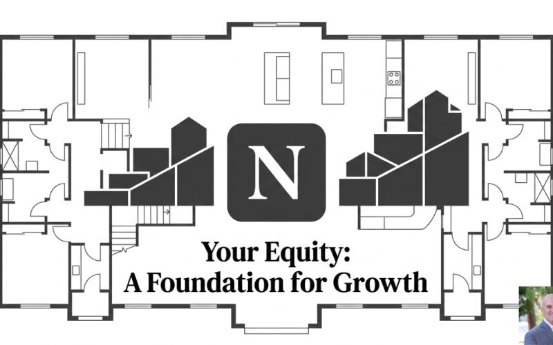 Floor plan of a home with "Your Equity: A Foundation for Growth" text and a man smiling.