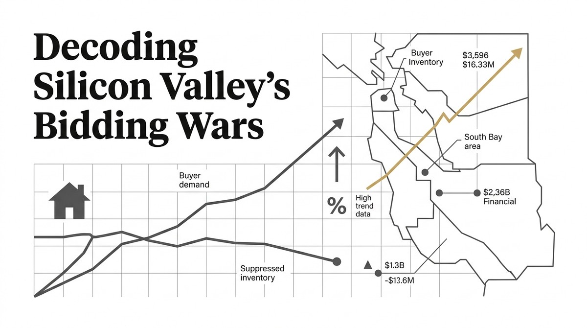 A chart titled "Decoding Silicon Valley's Bidding Wars" shows buyer demand rising and inventory falling.