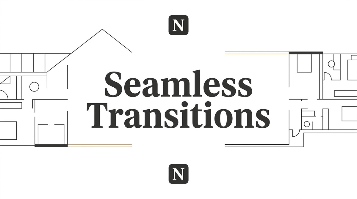 Floor plans of two homes on a white background, with text "Seamless Transitions" in the center.